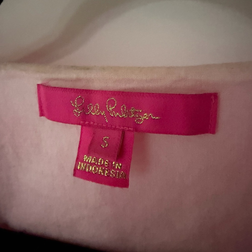 Lilly Pulitzer neon Pink Eyelet top Sm - Picture 2 of 3